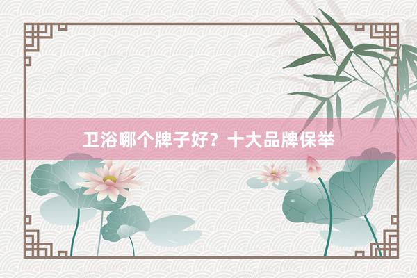 卫浴哪个牌子好？十大品牌保举