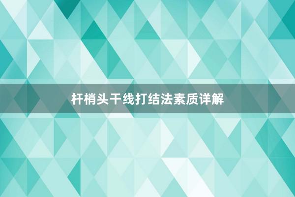 杆梢头干线打结法素质详解